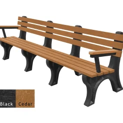 8'W Outdoor Bench with Backrest and Arms