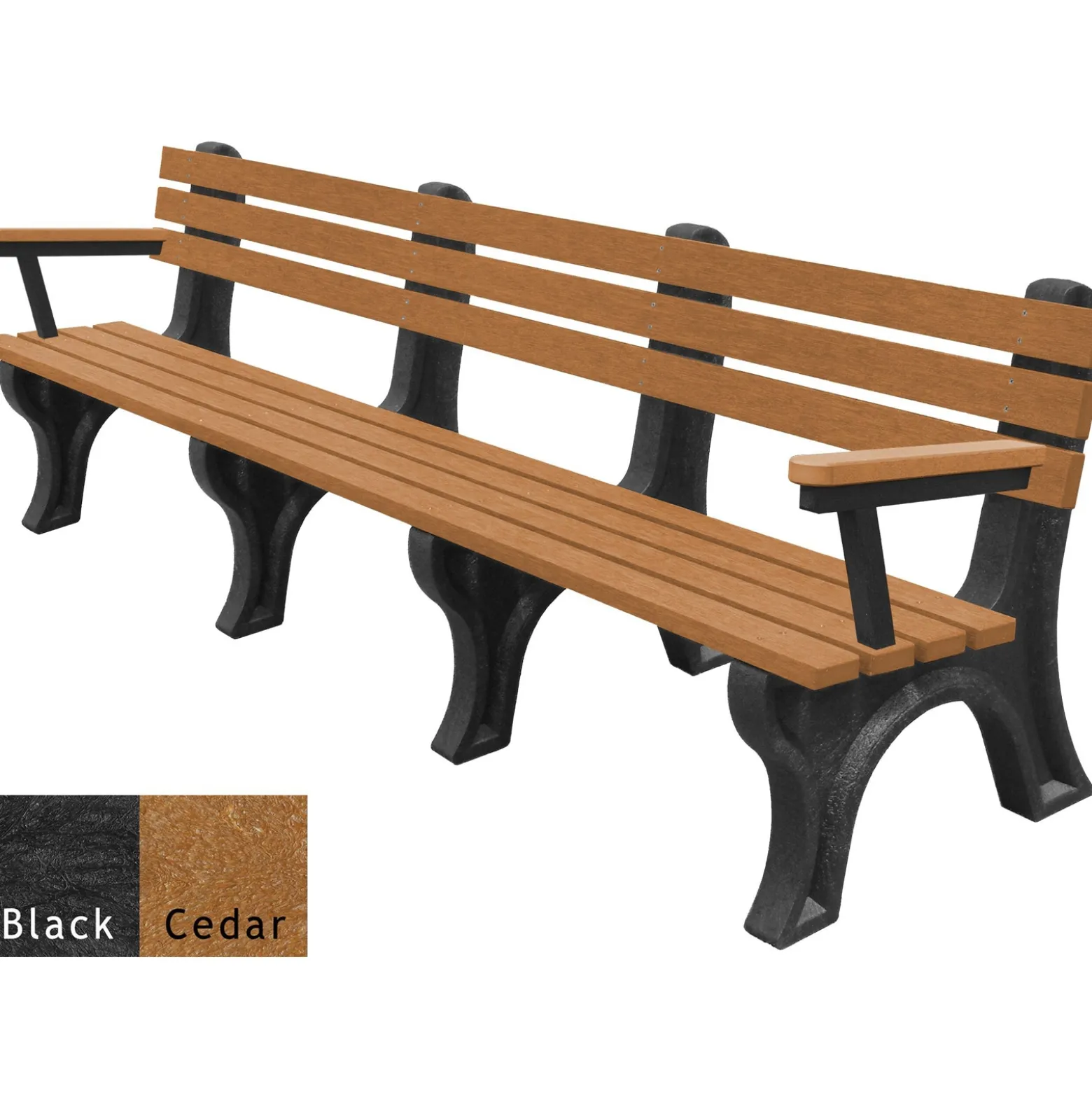 8'W Outdoor Bench with Backrest and Arms