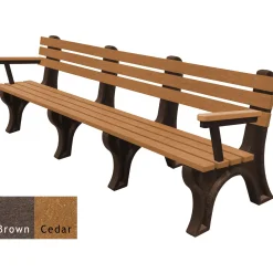 8'W Outdoor Bench with Backrest and Arms