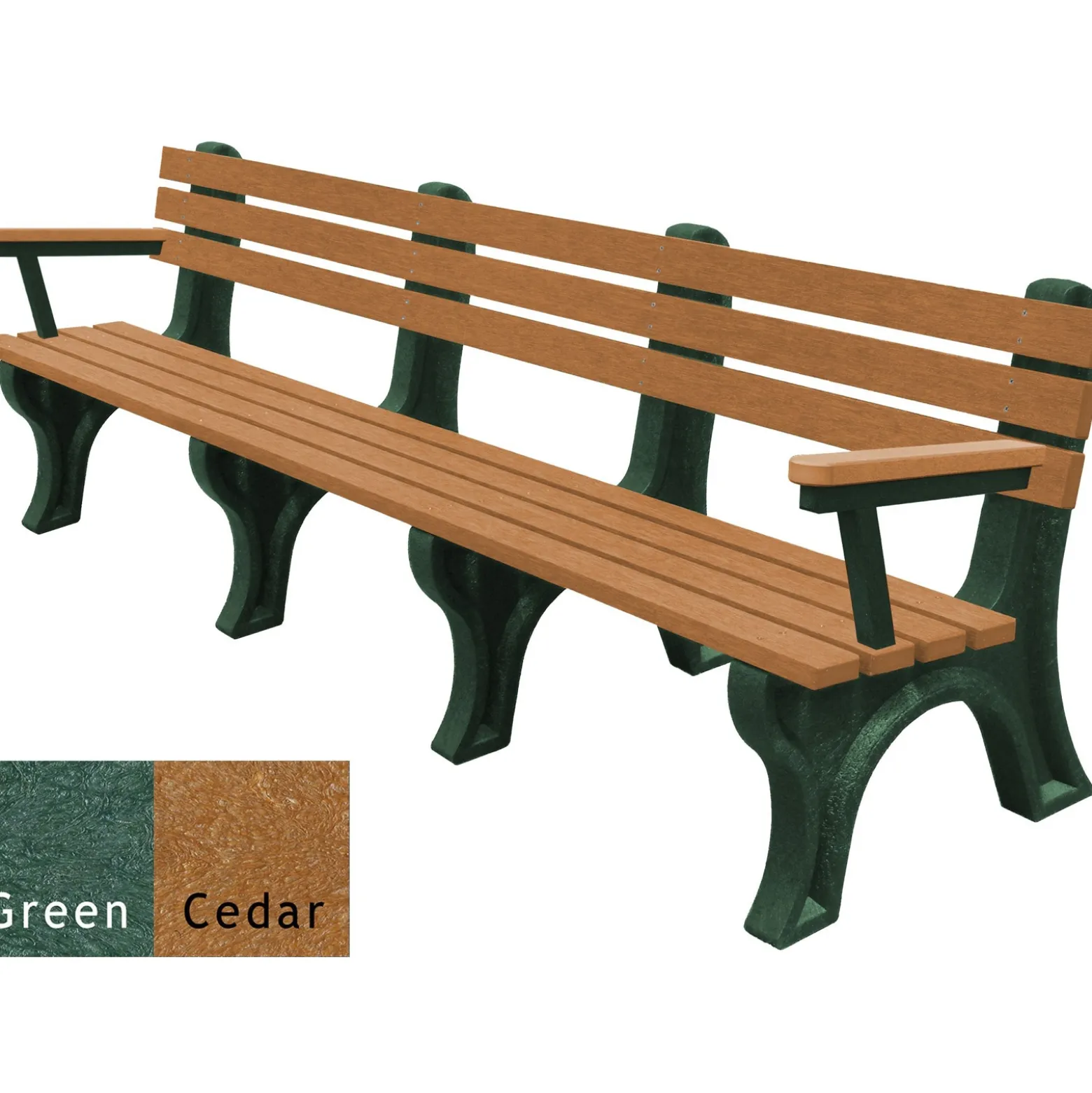 8'W Outdoor Bench with Backrest and Arms