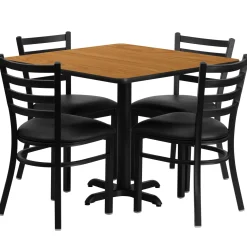 36"W Square X-Base Breakroom Table with Four Chairs