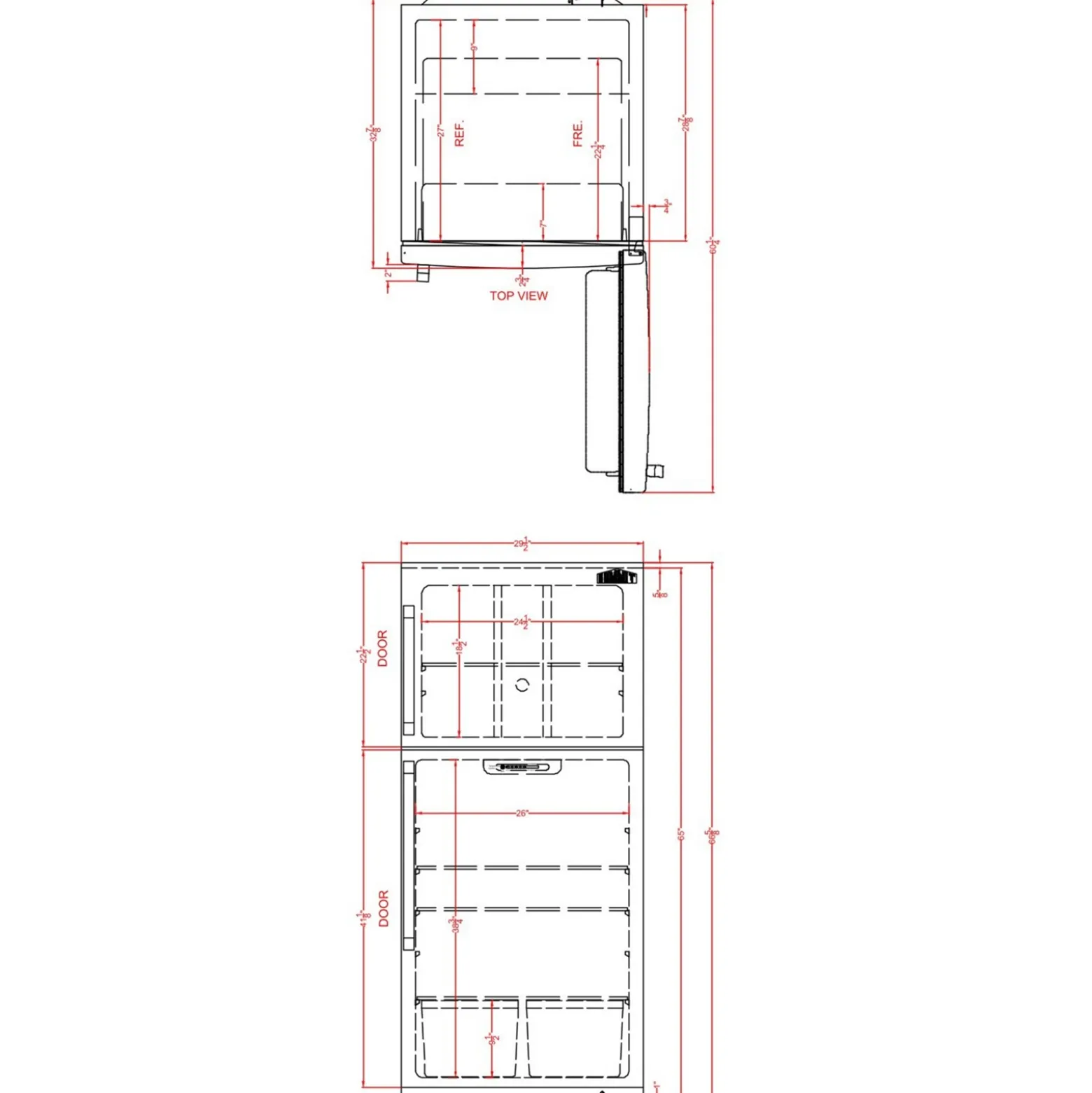 30"W Top Freezer/Refrigerator