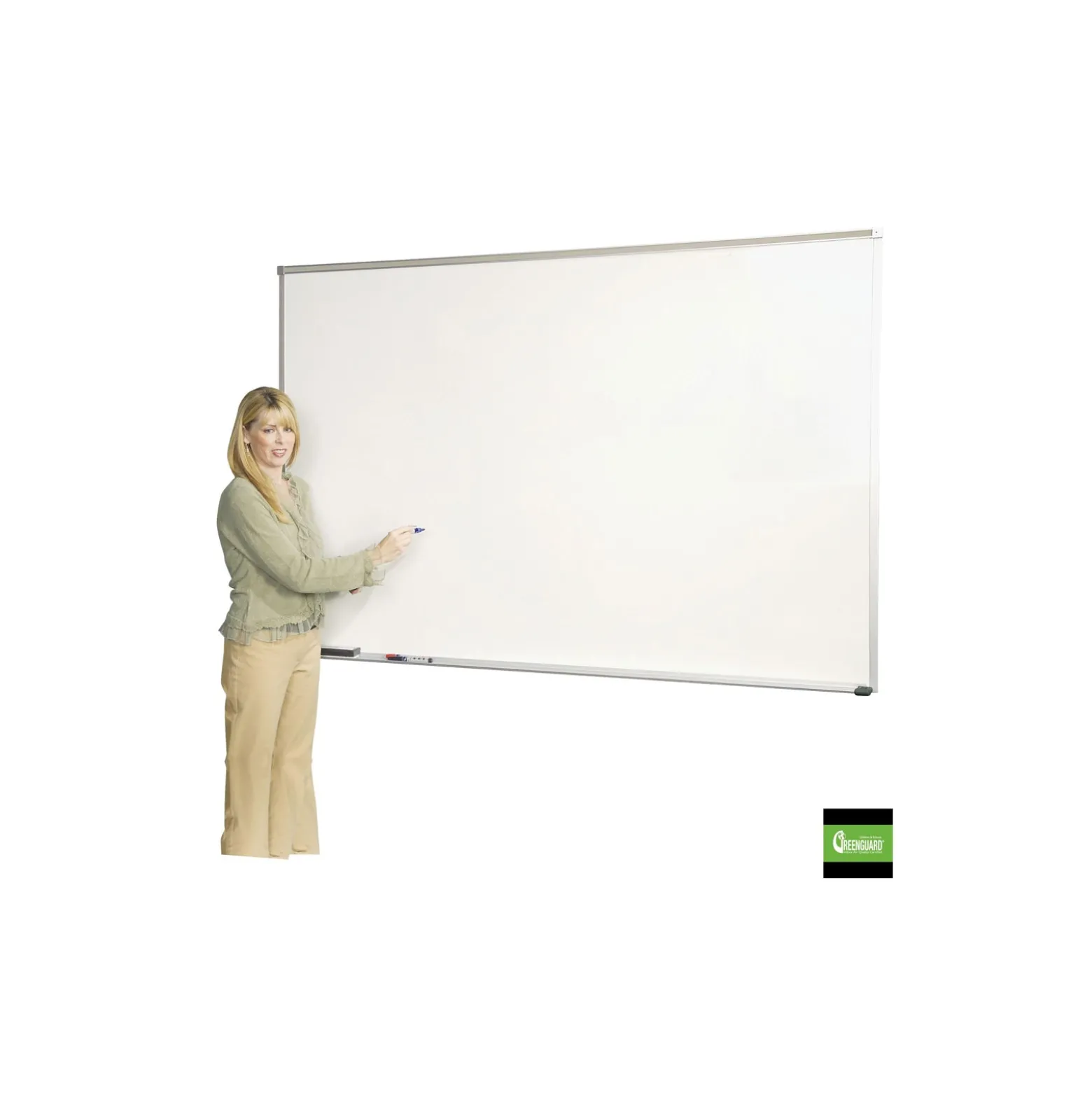 5'W x 3'H Aluminum Trim Porcelain White Board