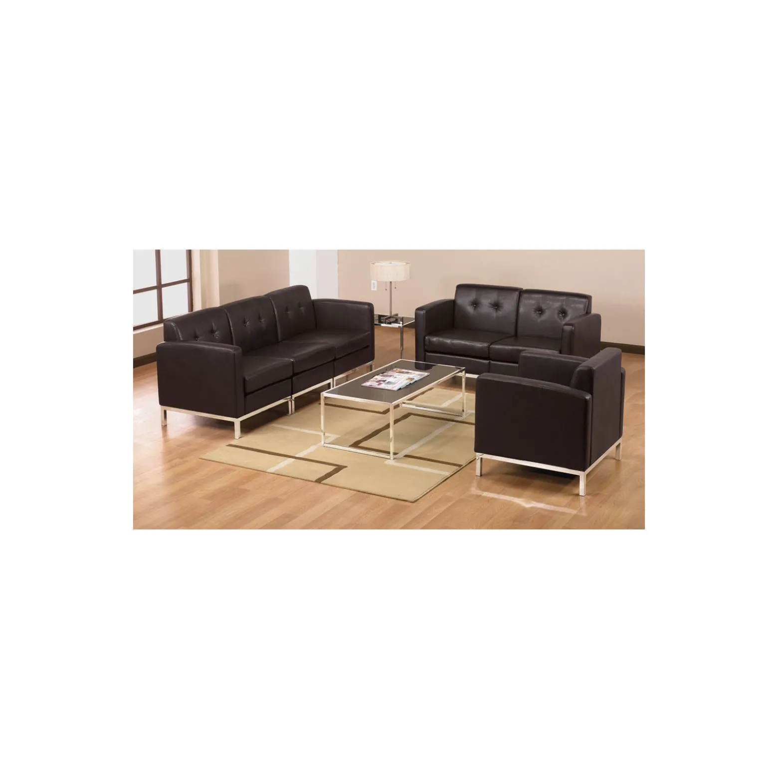 Wall Street Faux Leather Loveseat