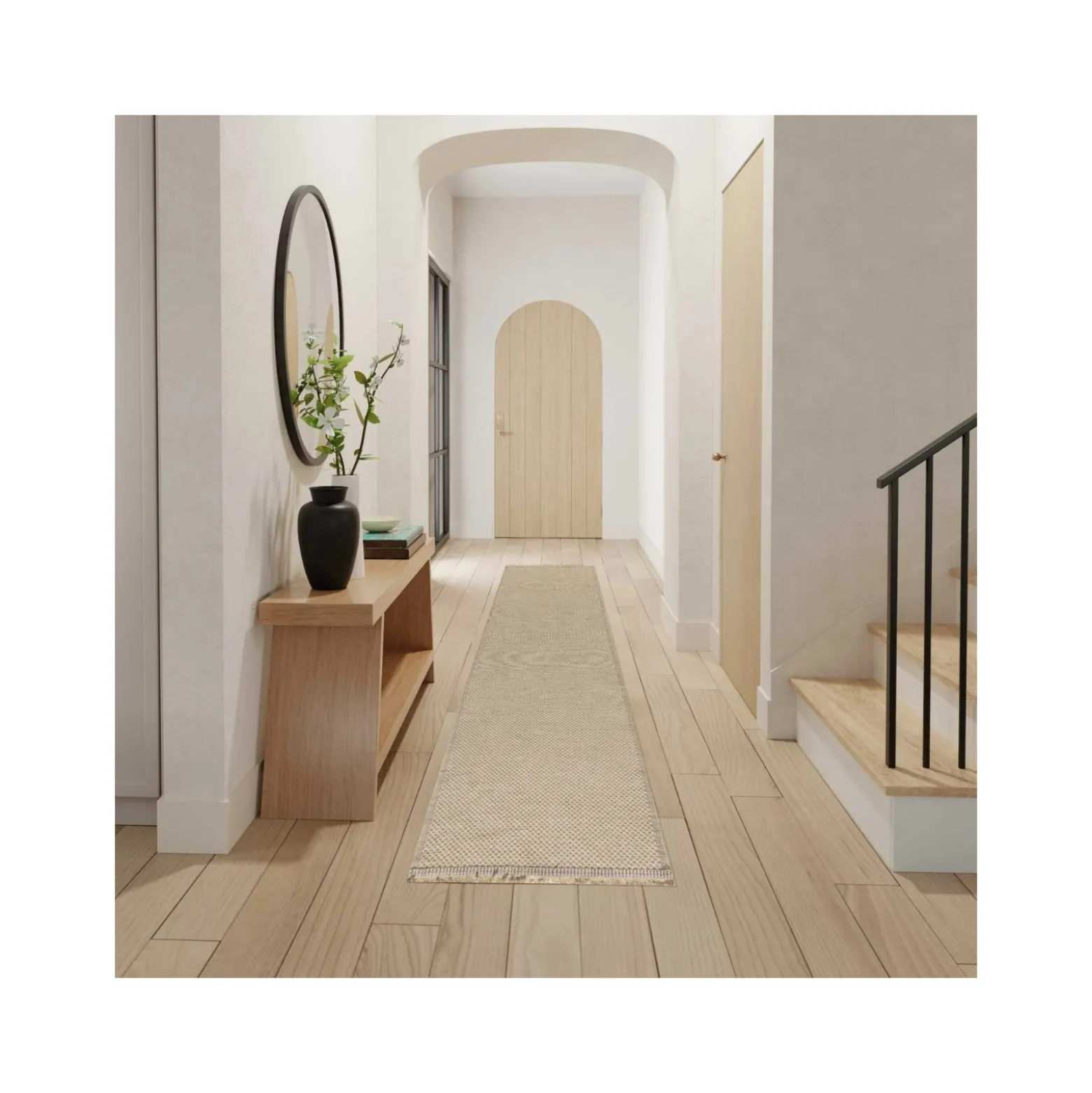 Washable Jute 8' Runner Area Rug