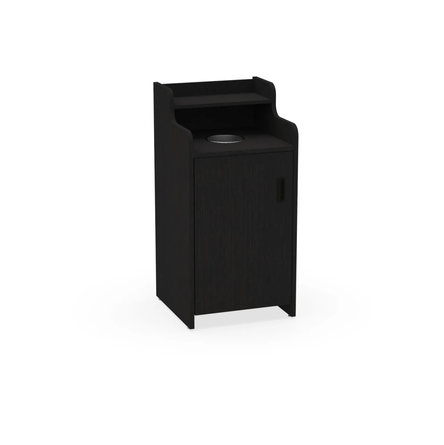 Waste Receptacle with Left Hand Door and Fixed Shelf - Laminate