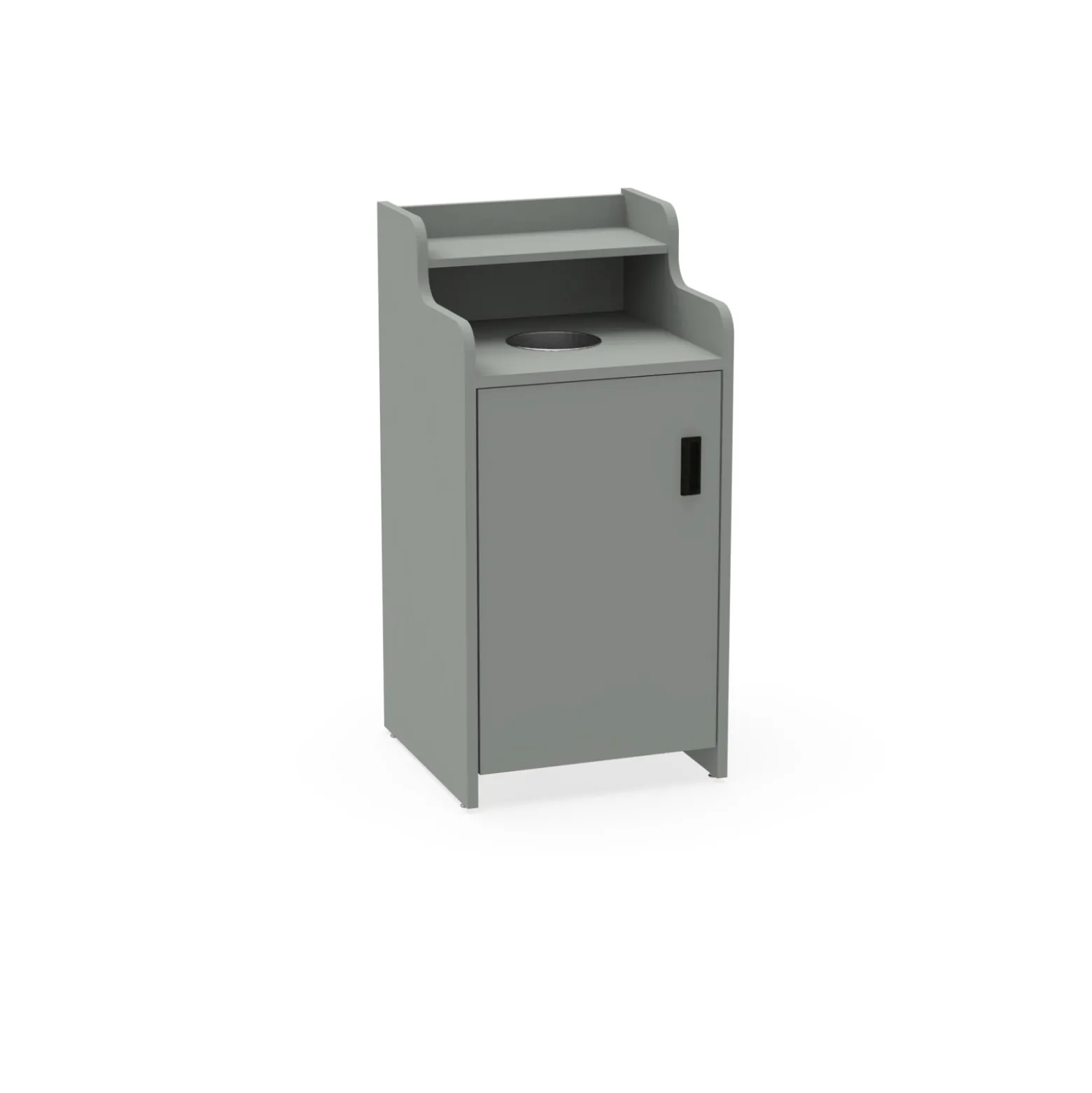 Waste Receptacle with Left Hand Door and Fixed Shelf - Laminate