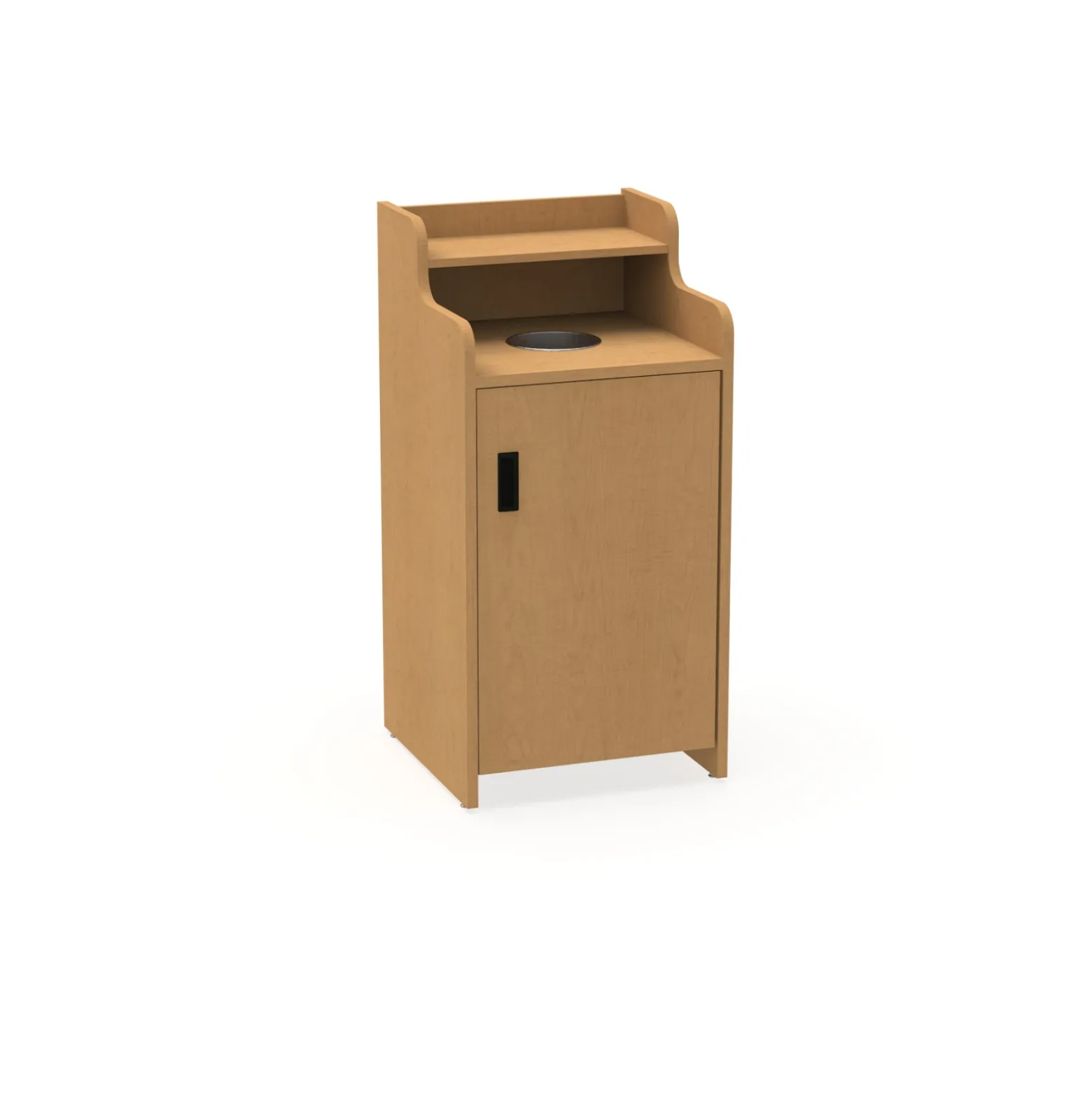 Waste Receptacle with Right Hand Door and Fixed Shelf - Laminate