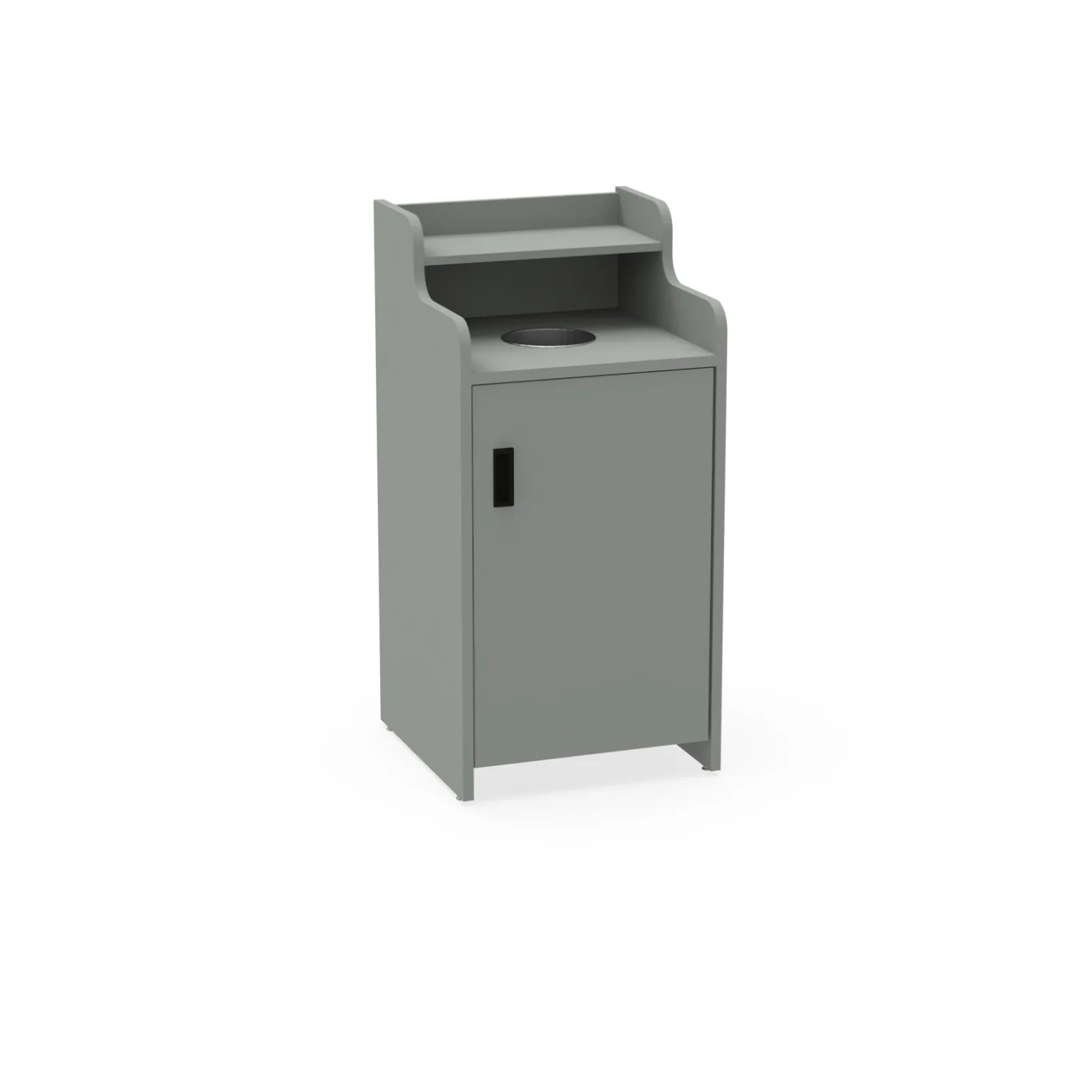 Waste Receptacle with Right Hand Door and Fixed Shelf - Laminate