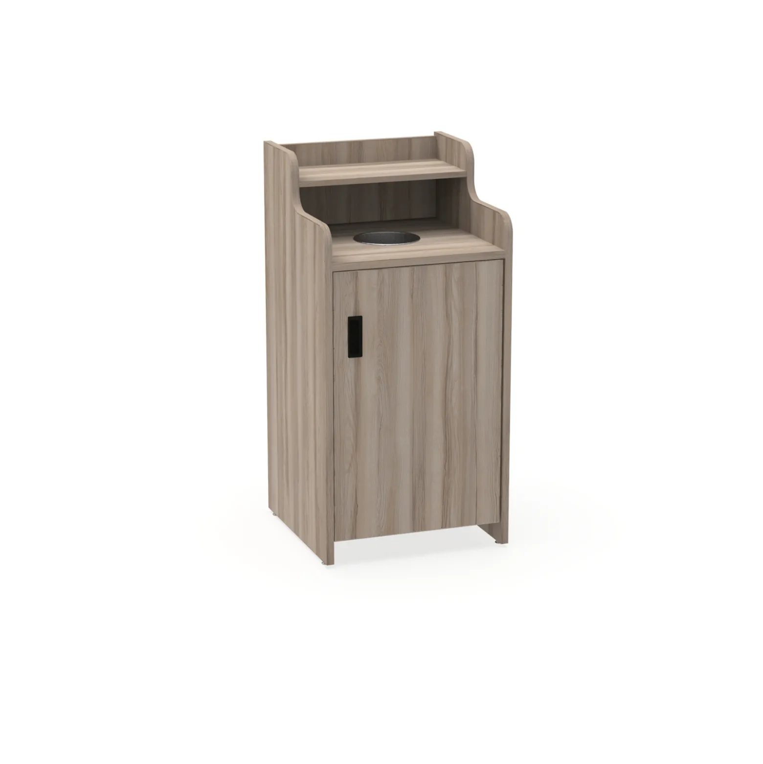 Waste Receptacle with Right Hand Door and Fixed Shelf - Laminate