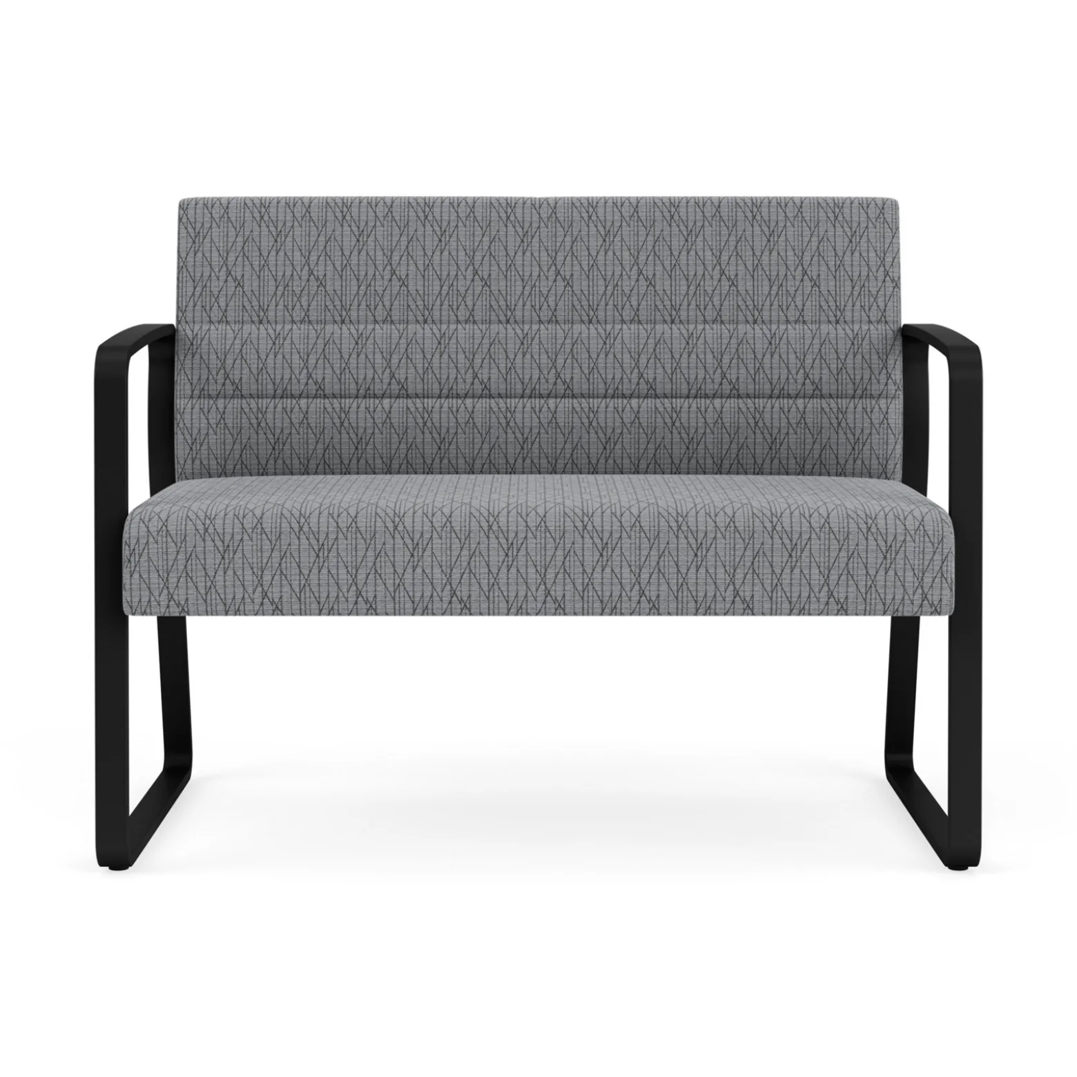 Waterfall Loveseat in Designer Fabric, Sled Base