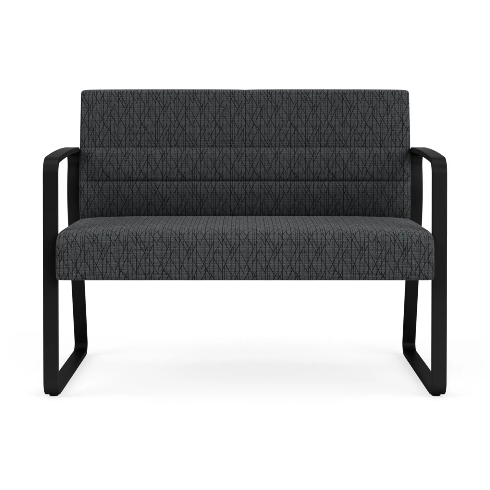 Waterfall Loveseat in Designer Fabric, Sled Base
