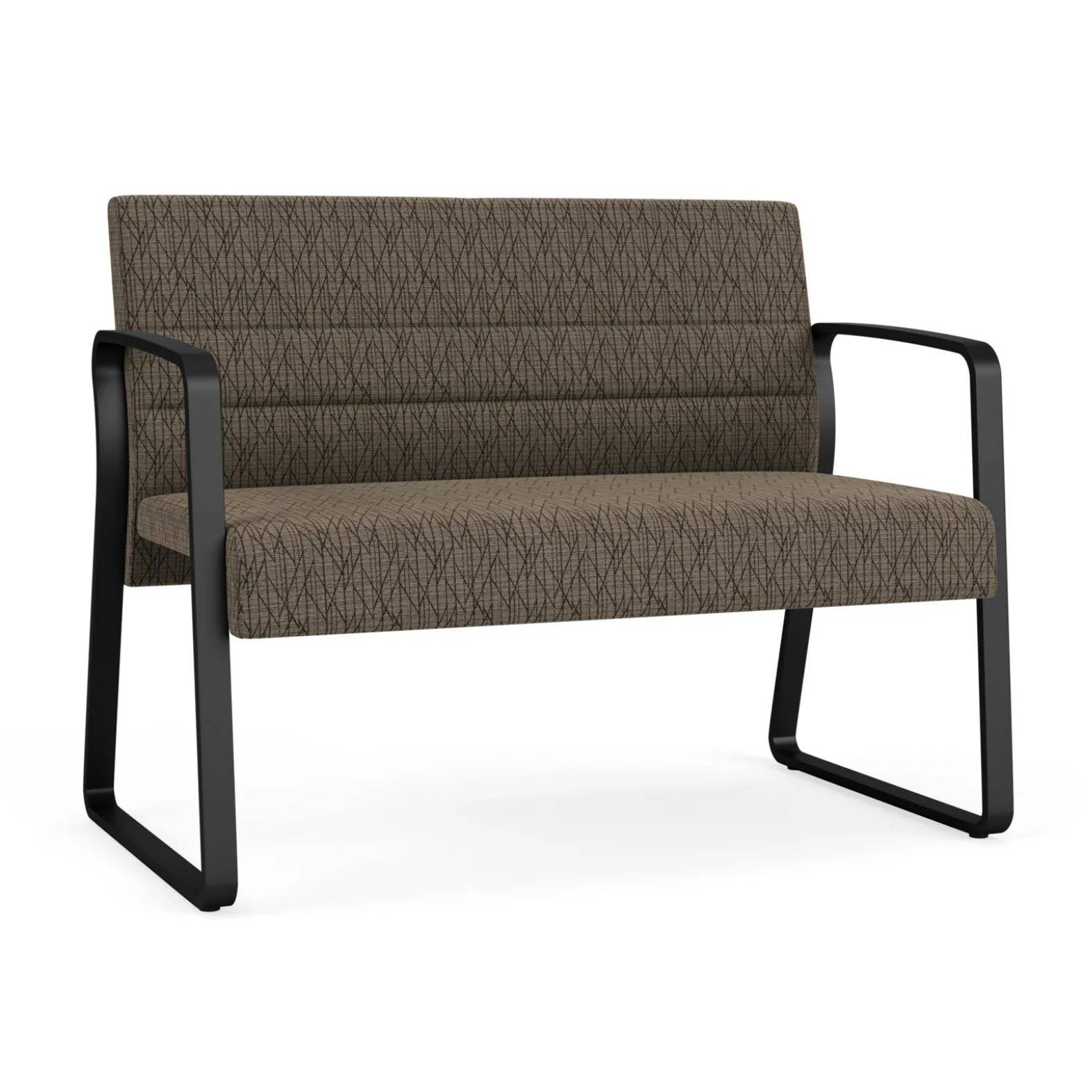 Waterfall Loveseat in Designer Fabric, Sled Base