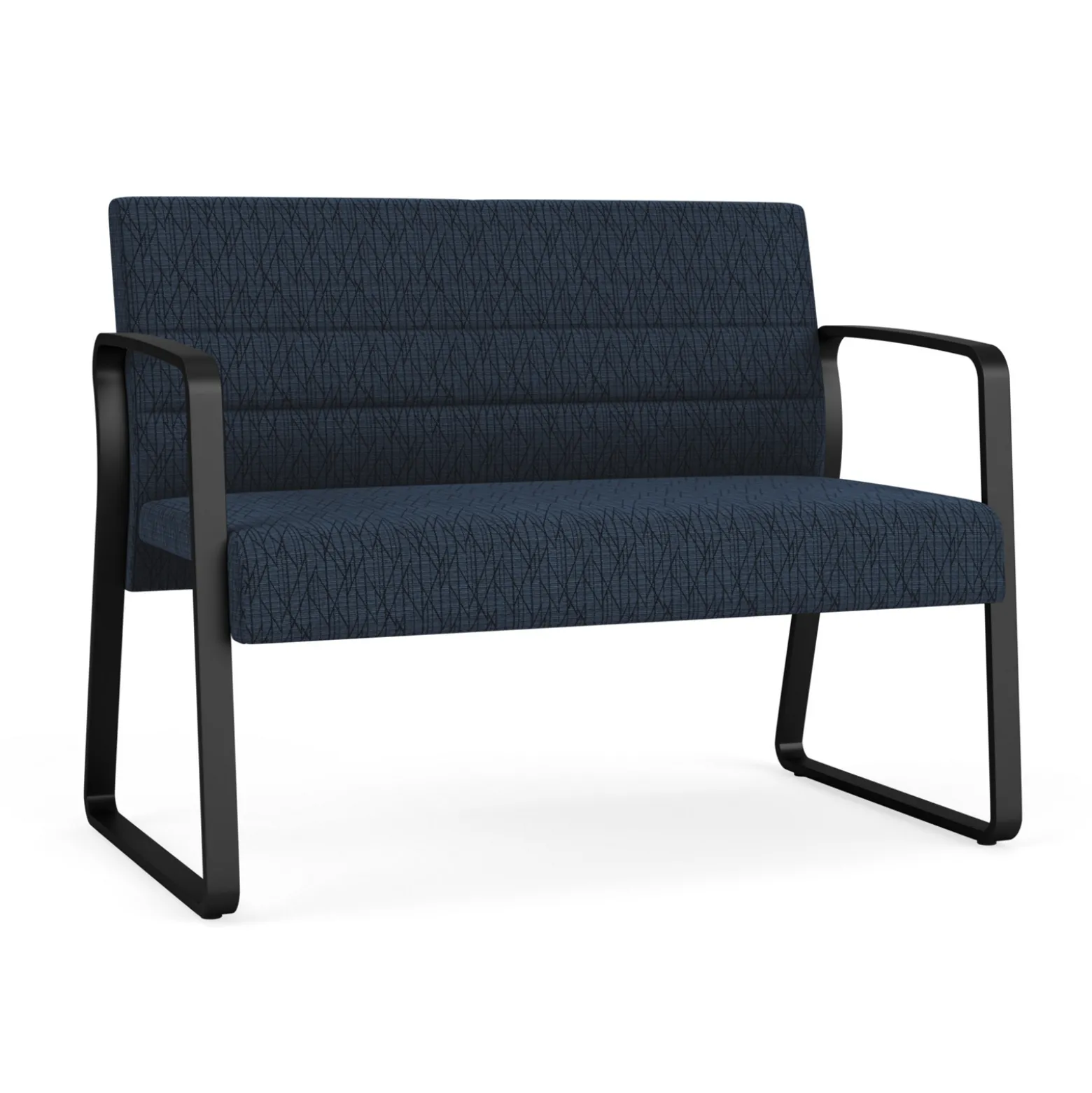 Waterfall Loveseat in Designer Fabric, Sled Base