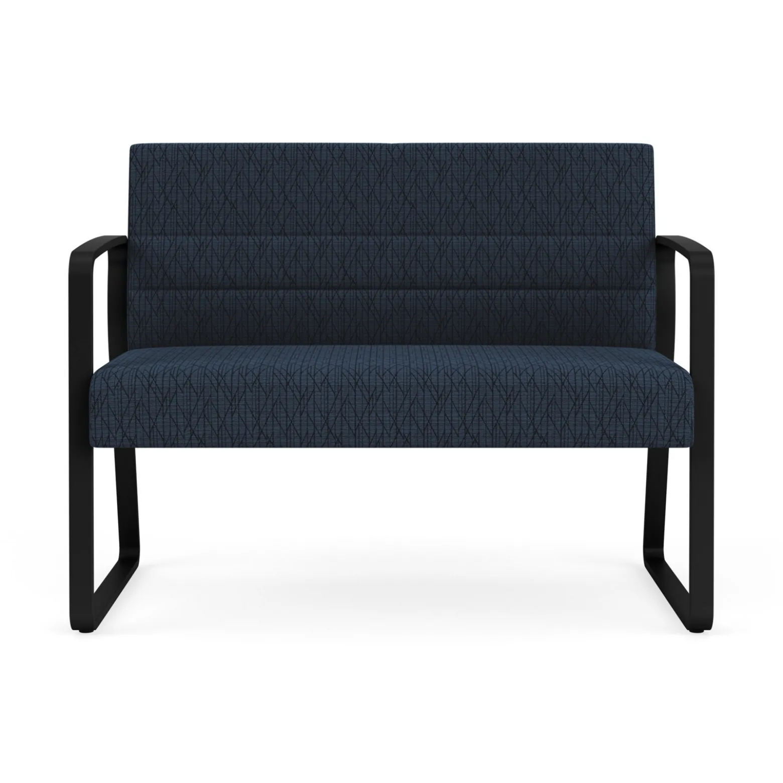 Waterfall Loveseat in Designer Fabric, Sled Base