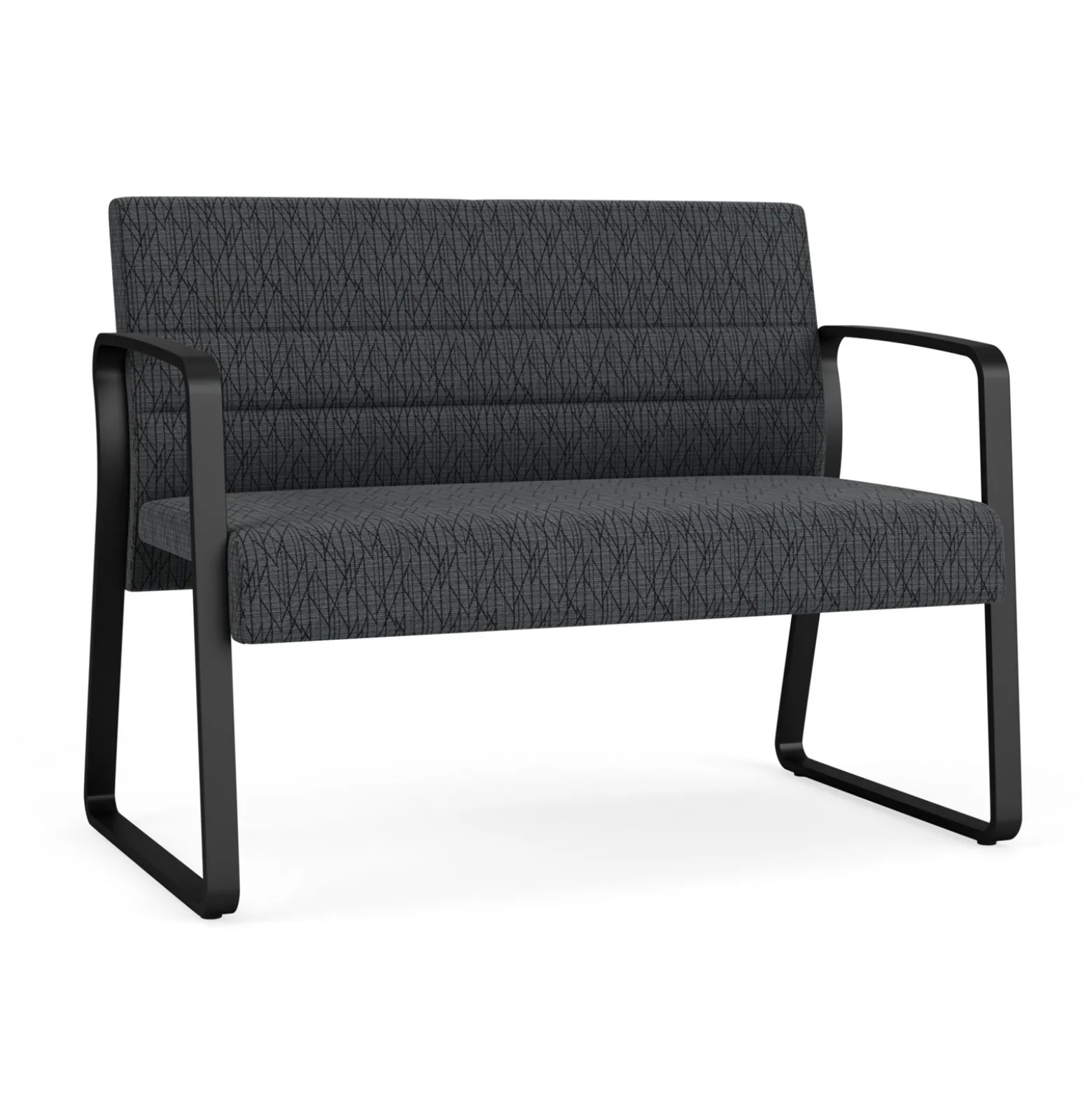 Waterfall Loveseat in Designer Fabric, Sled Base
