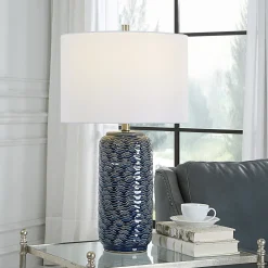 Wave Blue Ceramic Table Lamp
