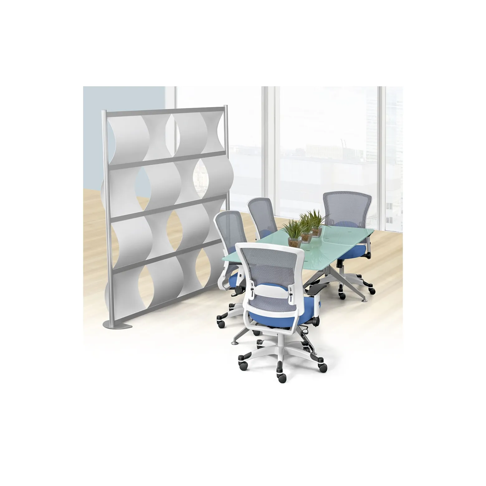 Wave Panel Wall Mobile Partition - 52"W