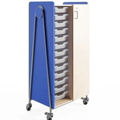 Whiffle Double Rolling Storage Cart with Bins & Door - 60”H