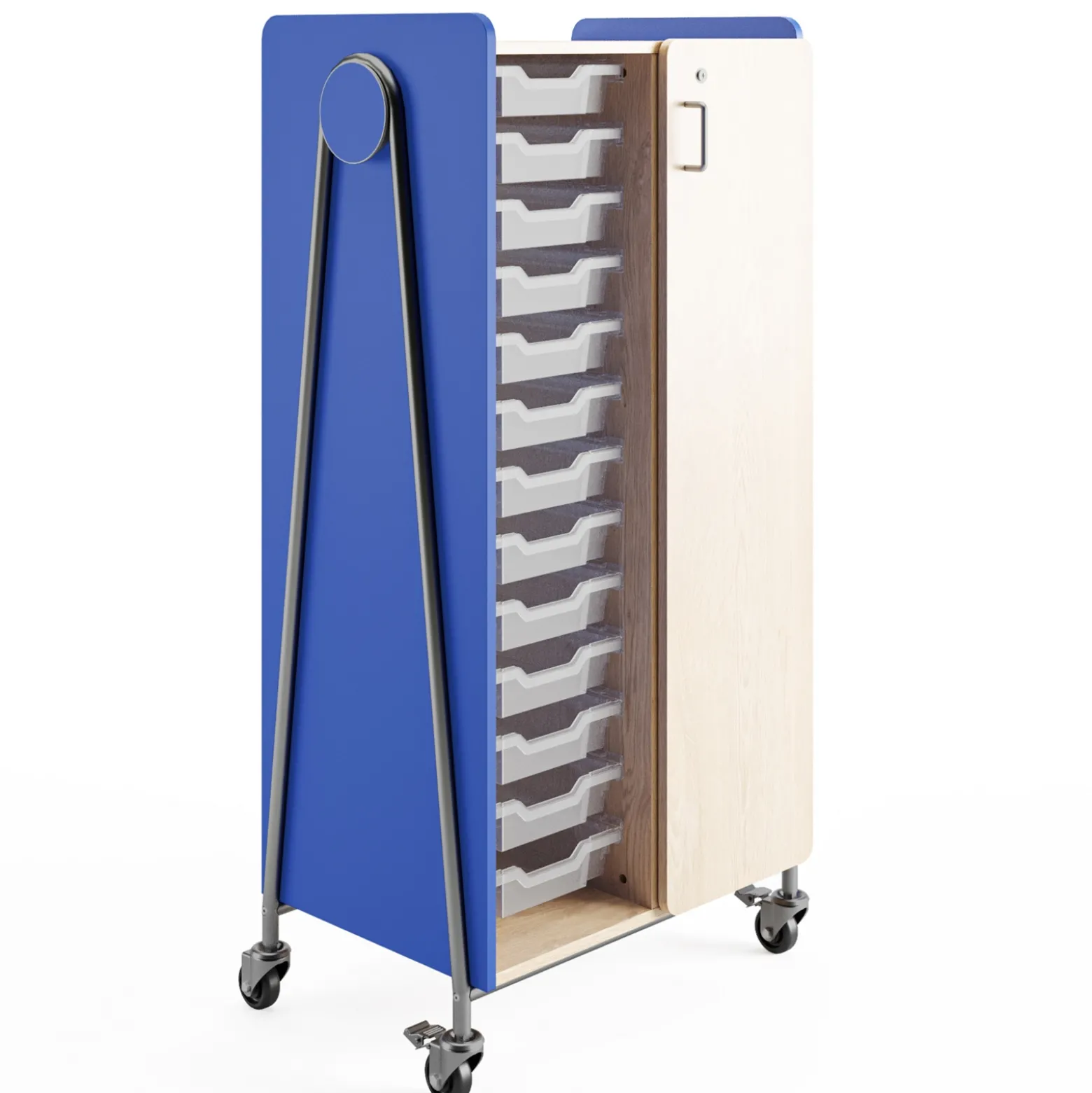 Whiffle Double Rolling Storage Cart with Bins & Door - 60”H