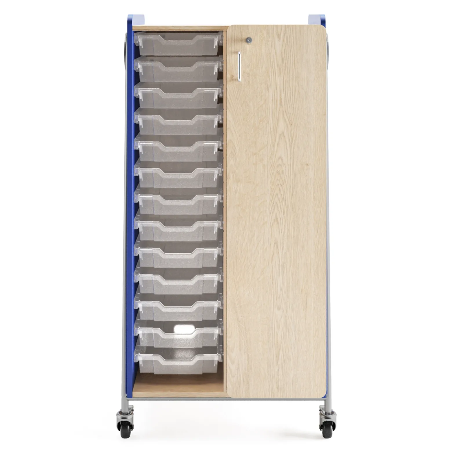 Whiffle Double Rolling Storage Cart with Bins & Door - 60”H