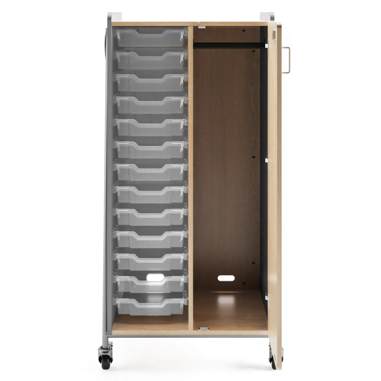 Whiffle Double Rolling Storage Cart with Bins & Door - 60”H