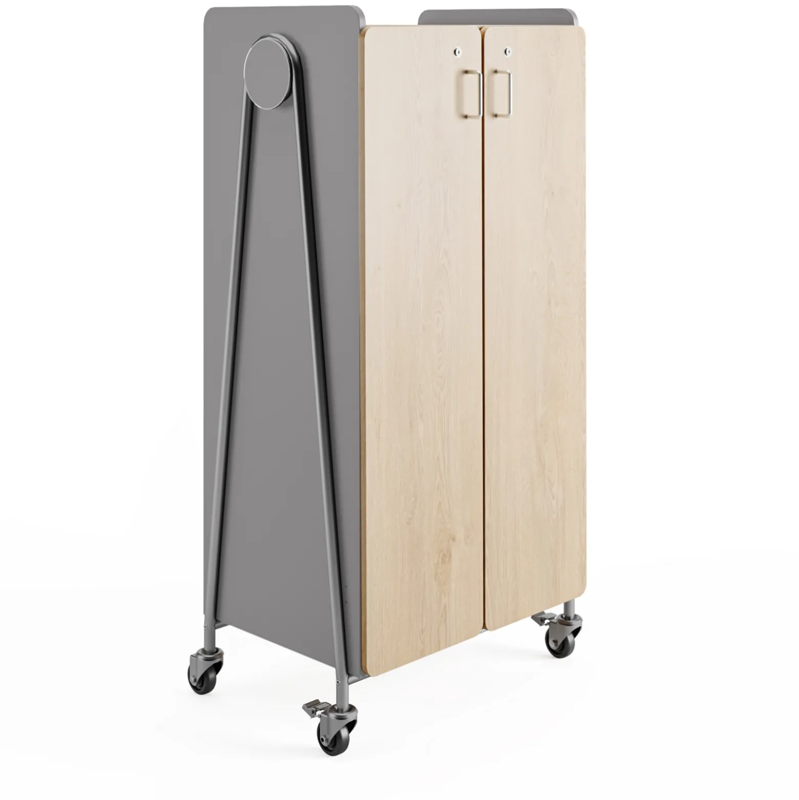 Whiffle Rolling Storage Cart with Hanging Storage & Shelves - 60”H