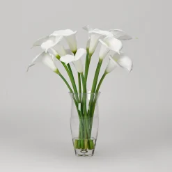 White Calla Lilies Arrangement in Glass Vase