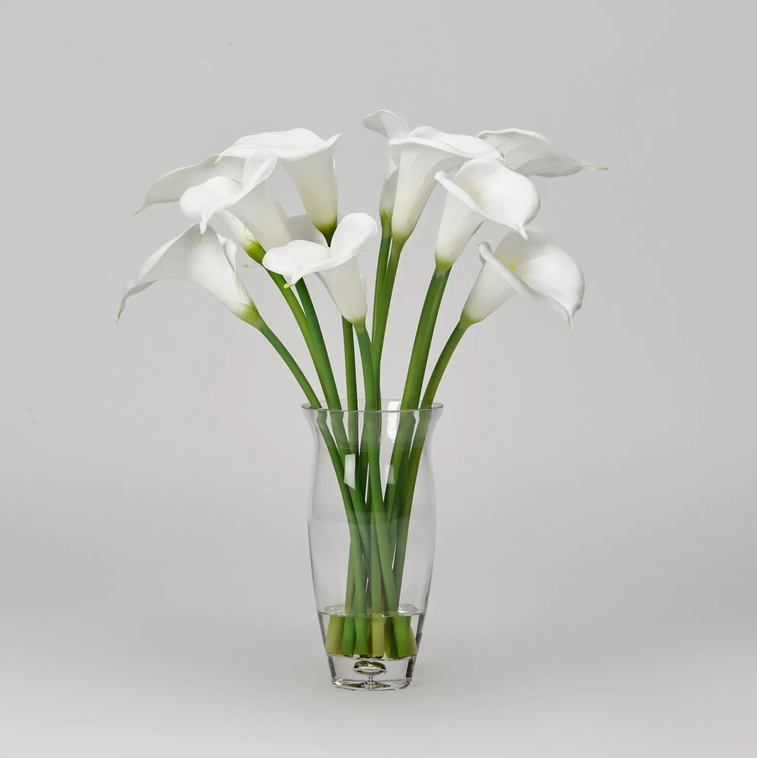 White Calla Lilies Arrangement in Glass Vase