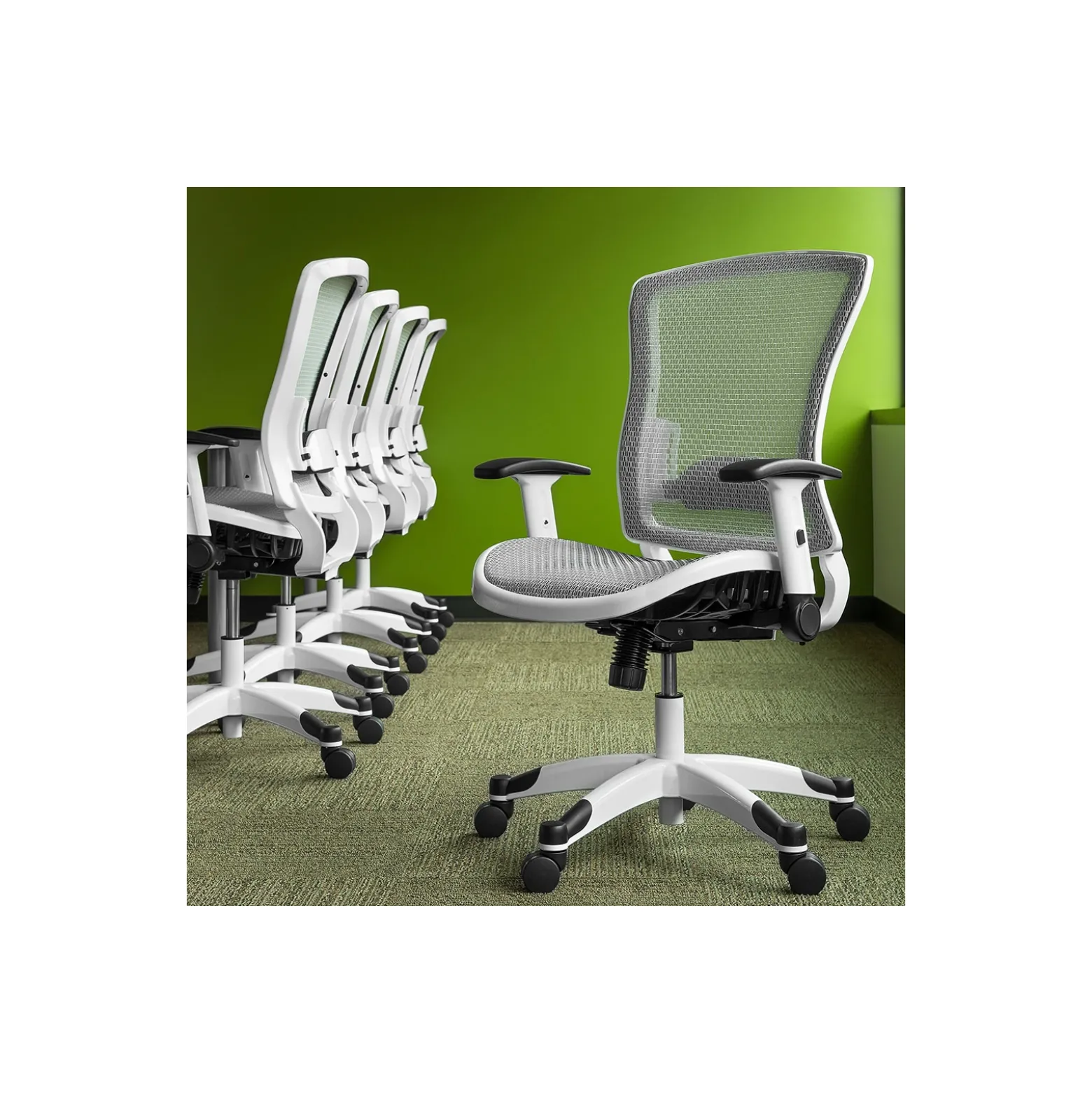 White Frame Mesh Ergonomic Computer Chair
