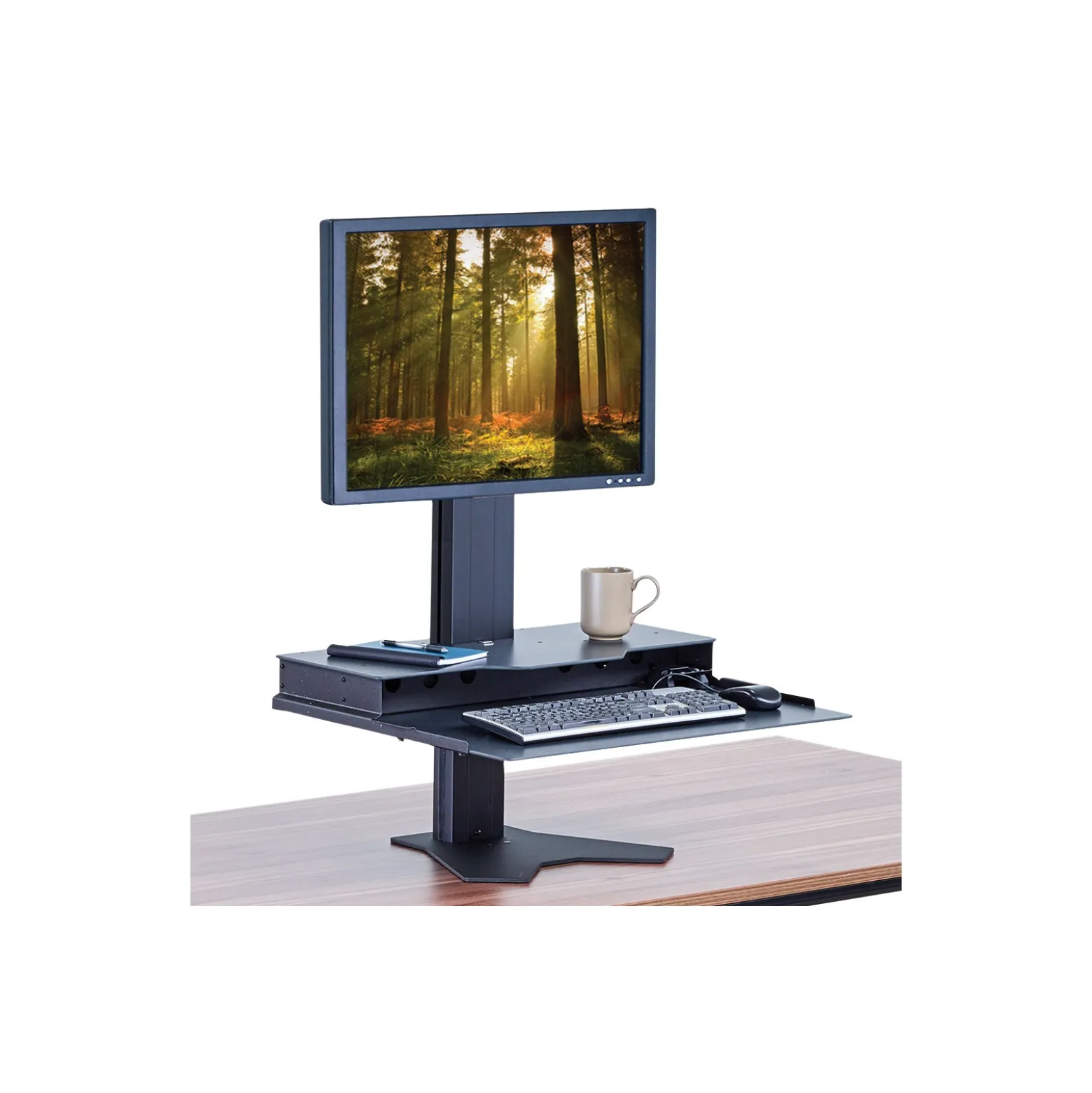 Winston Dual Monitor Adjustable Desktop Riser with keyboard tray