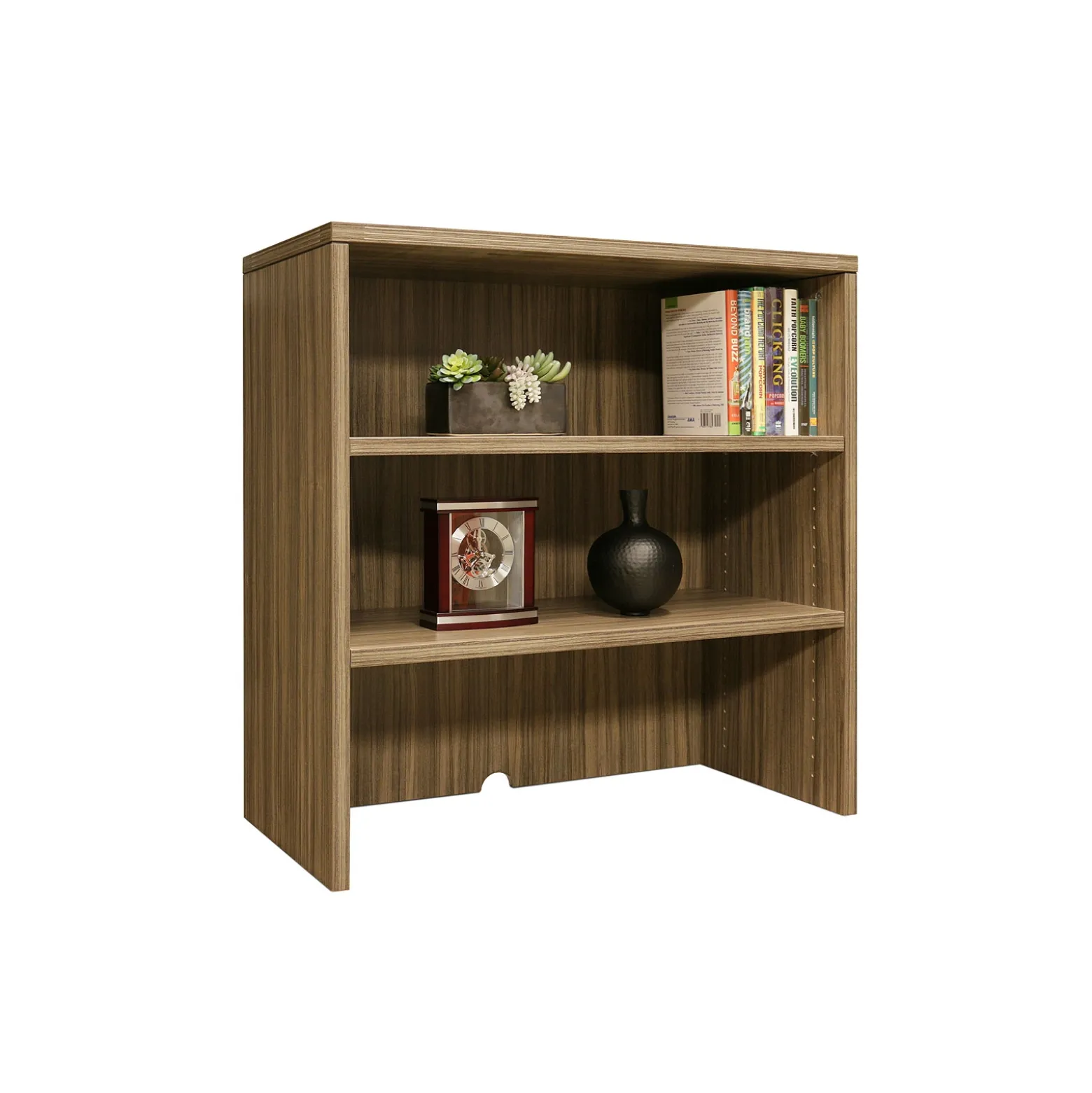 Wood Grain Two Shelf Bookcase Hutch - 35.5"W