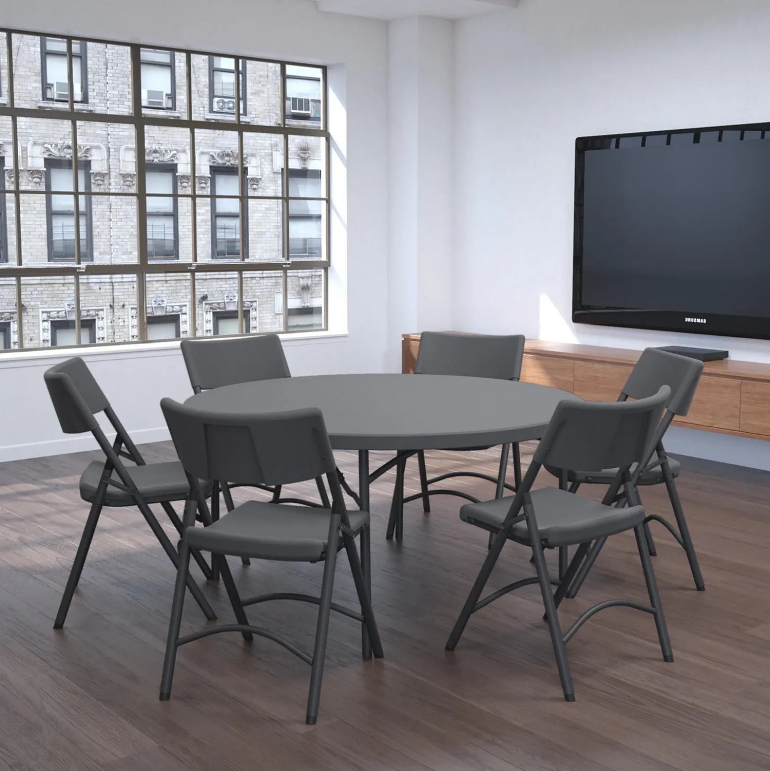 Zown 71" Round Blow Mold Folding Table